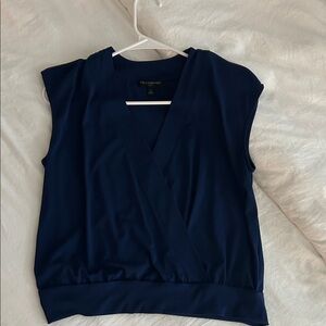 Banana Republic Dark Navy Sleeveless Faux-Wrap Top